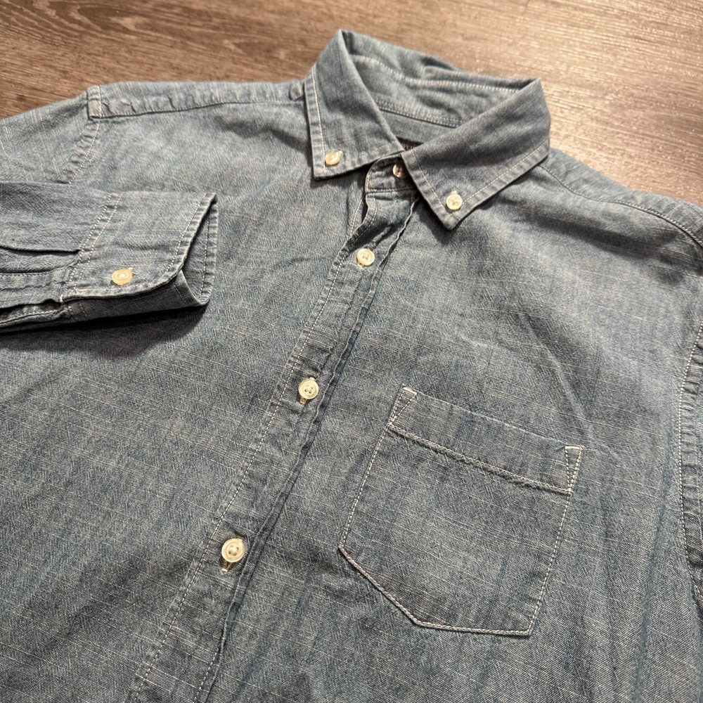 Crewcuts Shirt Boys 14 Blue Denim Chambray Long Sleeve Button Up Western Cotton